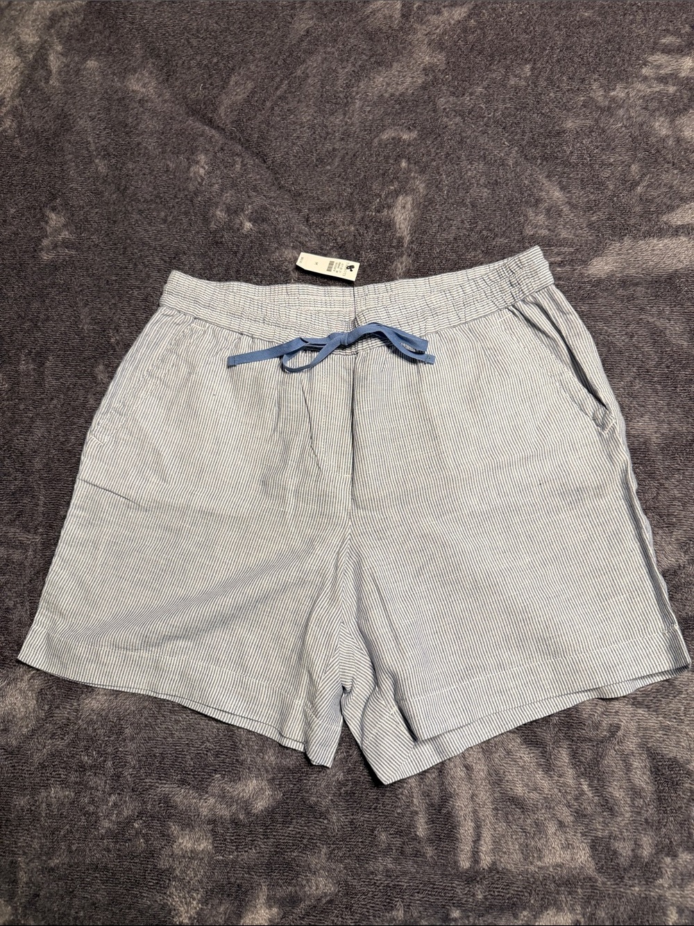 Women’s M NWT Talbots Light Blue Pinstripe Drawstring Shorts